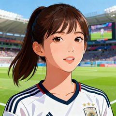 一位年轻女性球迷用户头像，穿着球衣，背景是赛事直播画面